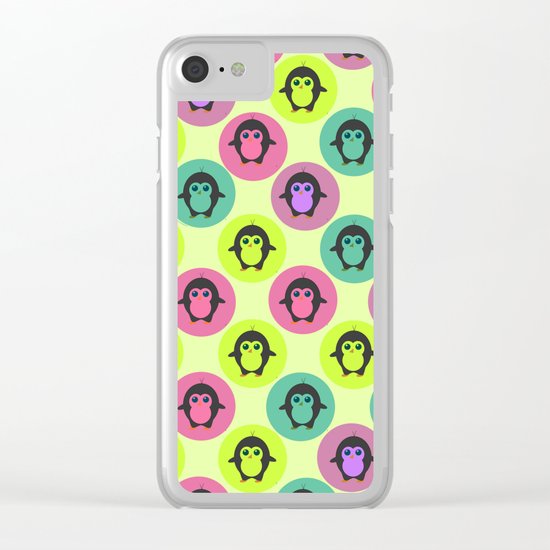 Penguins in colorful bubbles Clear iPhone Case