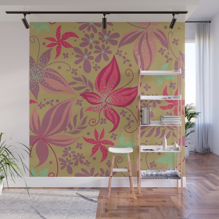 Tropical Colorful Seamless Pattern Wall Mural