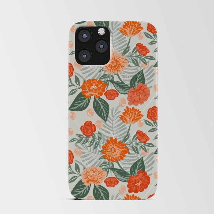 Floral wandering - retro flower bouquet - off-white and orange iPhone Card Case