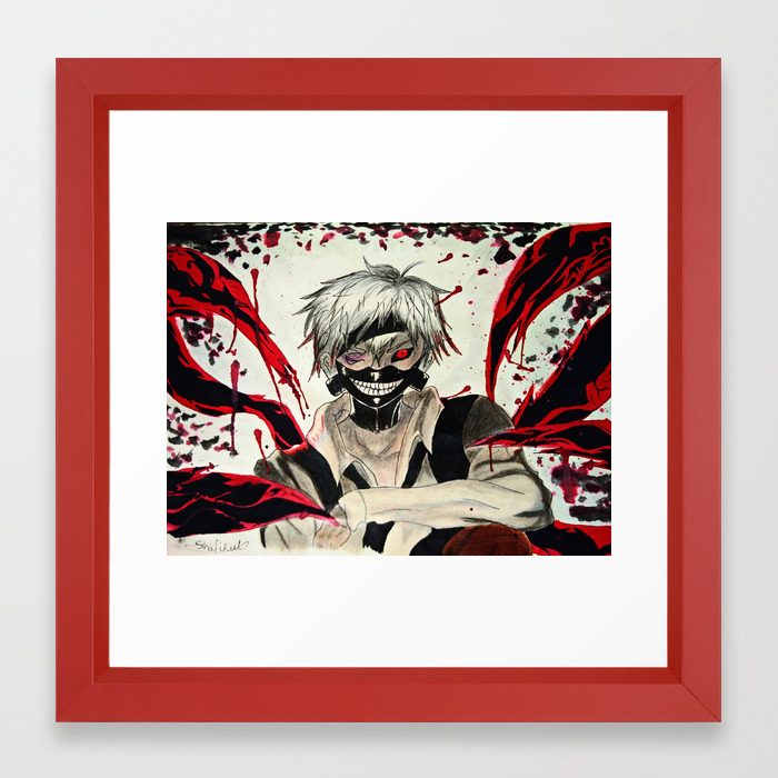 Anime Tokyo Ghoul Kaneki Ken Drawing Framed Art Print By