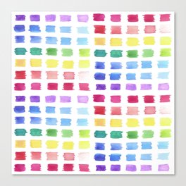 Watercolor paint palette swatches sample or color chart in rainbow hues Canvas Print