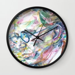 SARTRE - watercolor portrait.2 Wall Clock