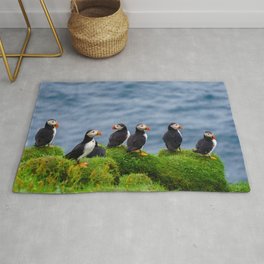 The Puffins of Mykines in the Faroe Islands X Area & Throw Rug