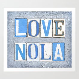 Love NOLA New Orleans Street Sign Tiles Word Art Print Louisiana Cajun French Quarter Art Print