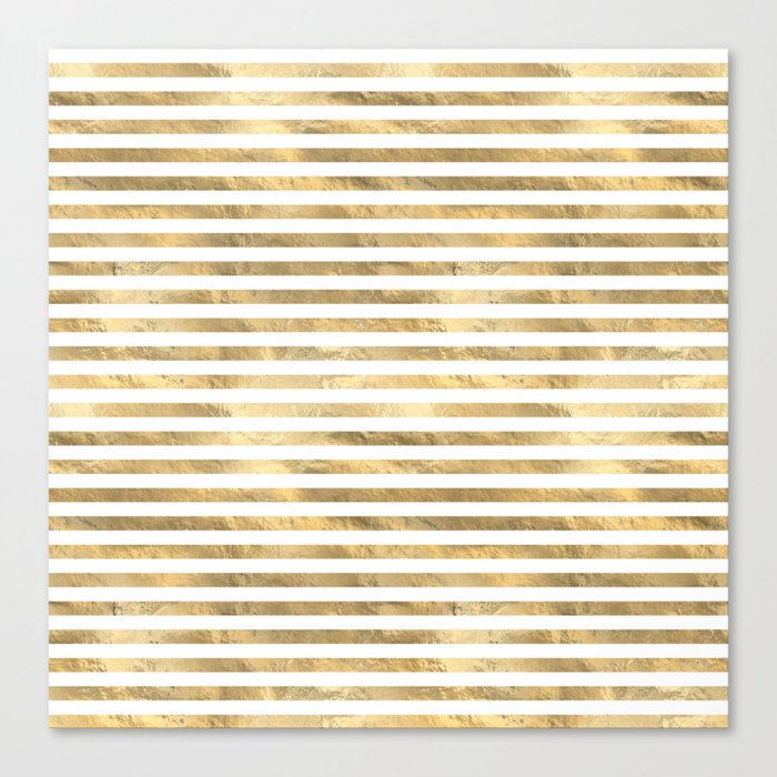 Gold & White Stripe Pattern Canvas Print