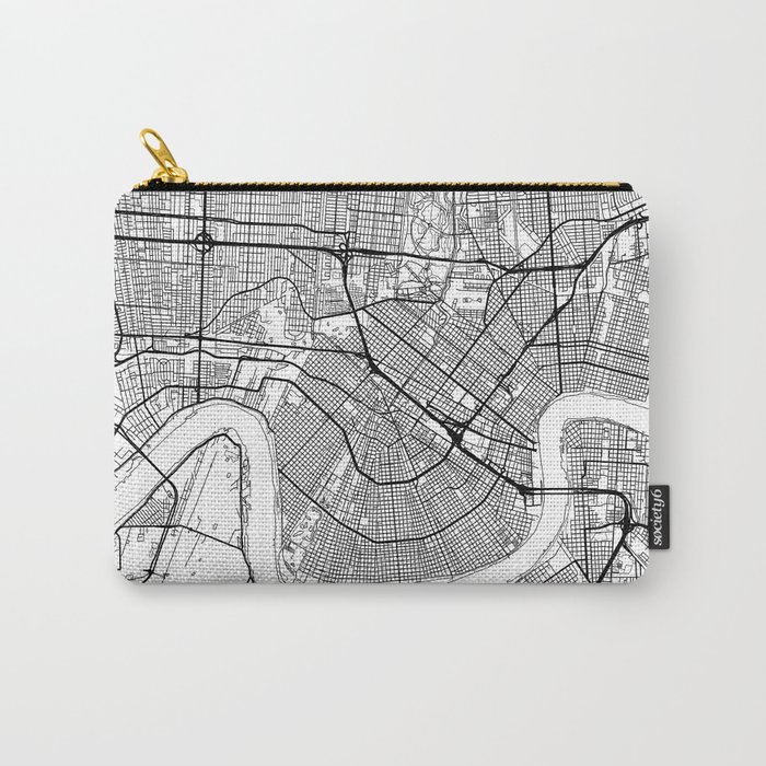 New Orleans Map White Carry-All Pouch