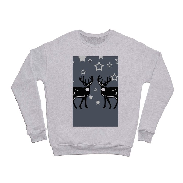 Two Deers silver Stars - grey background - Christmas design Crewneck Sweatshirt