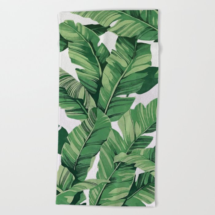 Tropical banana leaves VI Beach Towel