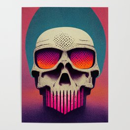 Postapocalyptic Skull Tequilla sunrise Poster
