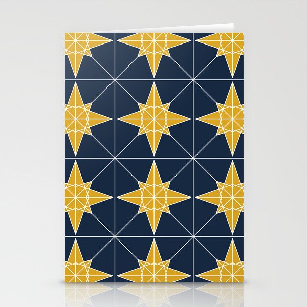 Geometric Gold Star Tiles Stationery Cards