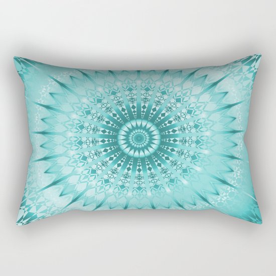 Tuquoise Metallic Mandala Rectangular Pillow