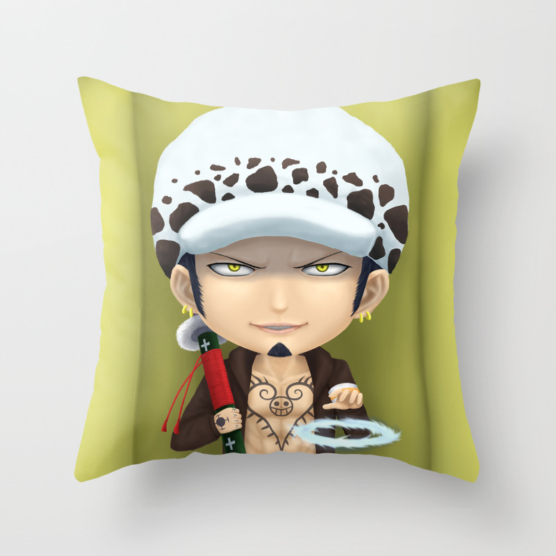 One Piece Anime Fanart Trafalgar Law Chibi Throw Pillow By Jadelim