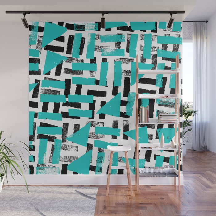 Signs Black Turquoise Wall Mural By Sabinapezo