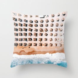 Aerial Beach Print, Coastal Beach, Australia Beach Umbrellas, Aerial Photography, Ocean Waves, Waves Print, Sea Print, Modern Home Decor, Art Print Throw Pillow