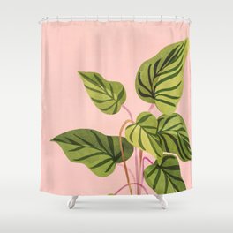 Upstart Pink and Green Houseplant Shower Curtain