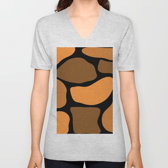 Elegant Abstract Vintage Orange Collection V Neck T Shirt