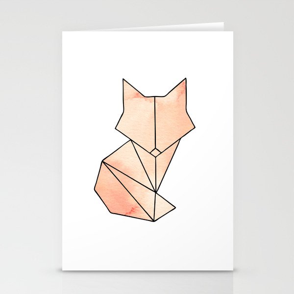 Geometric Fox - Orange Stationery Cards