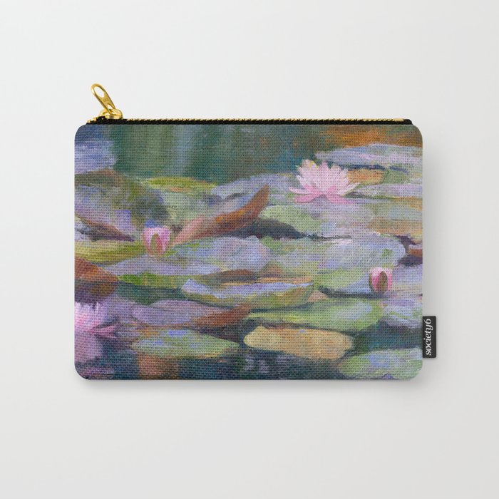 Pink Water Lily Reflection Carry-All Pouch