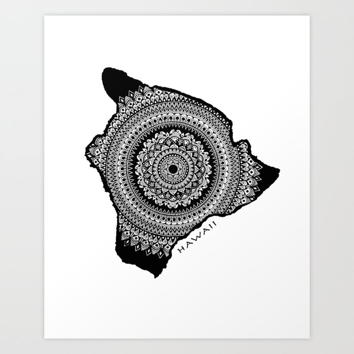 The Big Island Of Hawaii Tribal Illustration Art Print By