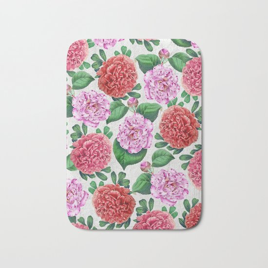 Camellia and Peonia pattern Bath Mat
