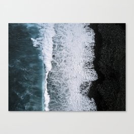 Waves from above on a Black Sand Beach Canvas Print