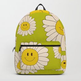 Bile smiling daisies pattern Backpack | Modern, Mustardyellow, Floral, Digital, Daisy, Bile, Oliveyellow, Graphicdesign, Flower, Flowers 