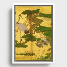 16th Century Japanese Birds & Flowers Framed Canvas