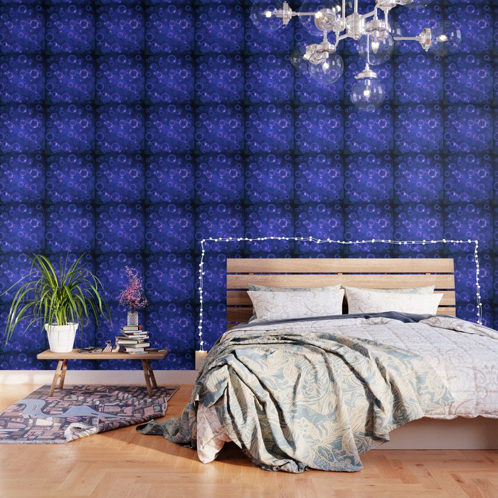 BUBBLES IN DARK BLUE. Wallpaper