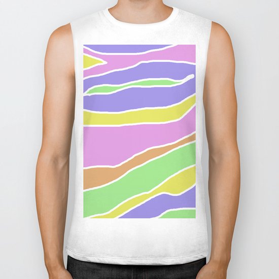 Pastel Current - Pink, blue, yellow and green pastel abstract painting Biker Tank