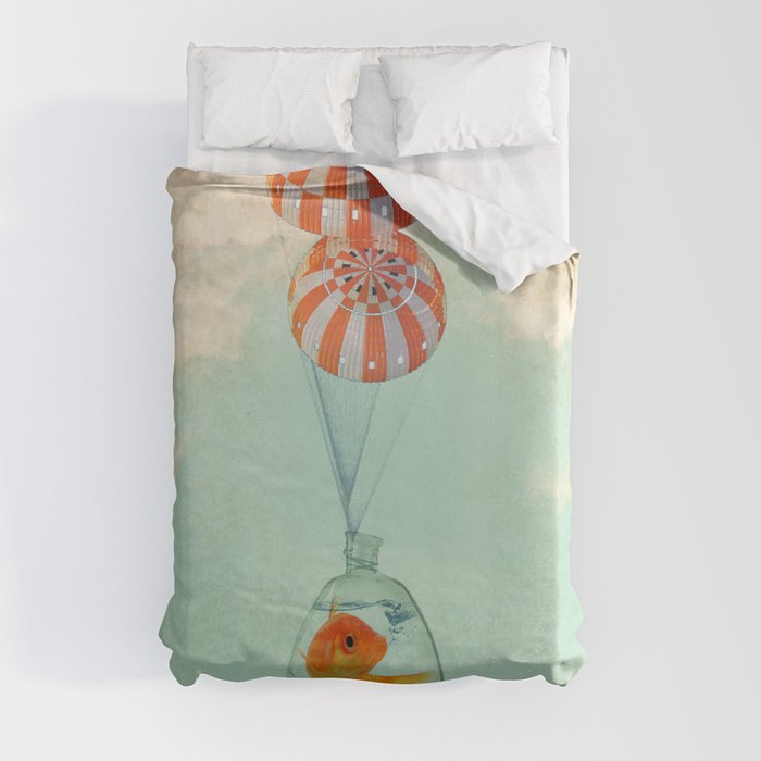 parachute goldfish Duvet Cover