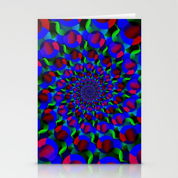 Blue Hippie Spiral Fractal Art Pattern Stationery Cards