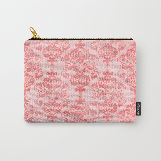 Vintage Retro Damask Watercolor Pattern Pastel Pink Carry-All Pouch