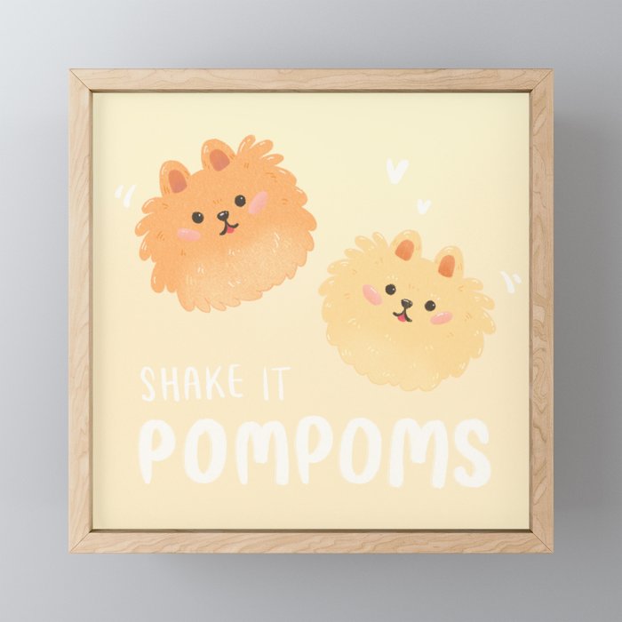 Pomeranian pom poms Framed Mini Art Print