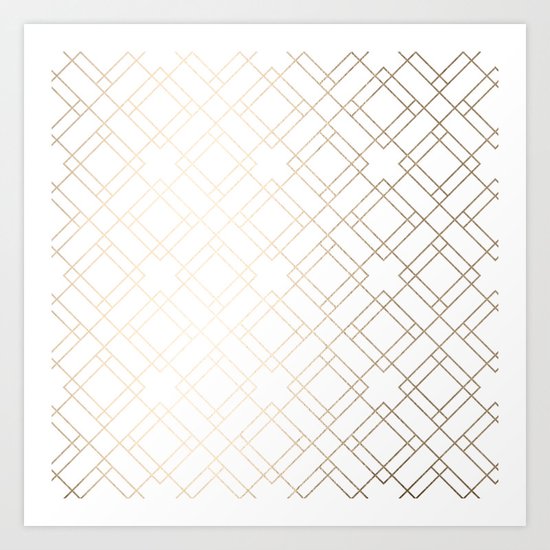 Simply Mod Diamond White Gold Sands on White Art Print