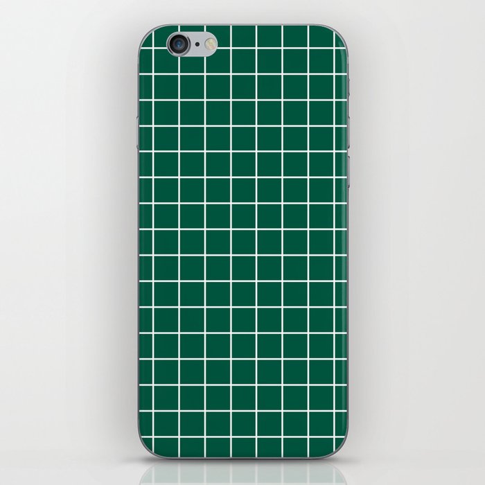 Castleton green - green color - White Lines Grid Pattern iPhone Skin