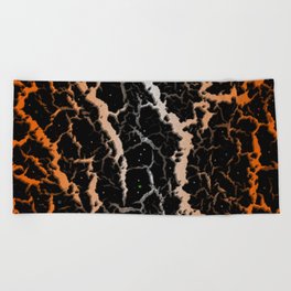 Cracked Space Lava - Orange/White Beach Towel