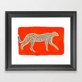 Leopard - Orange Framed Art Print