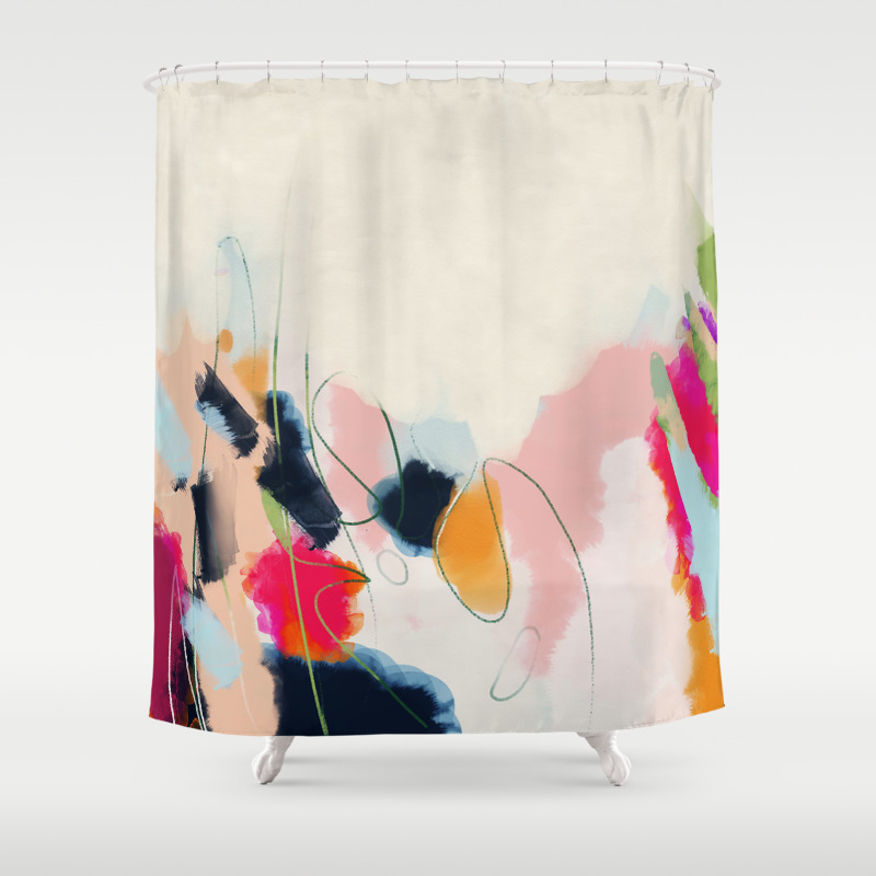 Abstract Watercolor Circle on Paper Style Modern Art Print Shower Curtain Set 