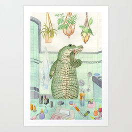 This is a mirror. You are a reptile applying lipstick. Art Print