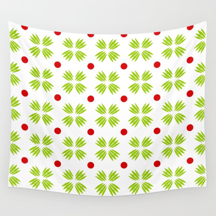 leaf 10 Green and red Wall Tapestry