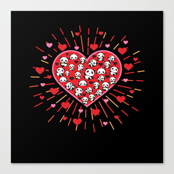 Panda Love Heart Panda Canvas Print