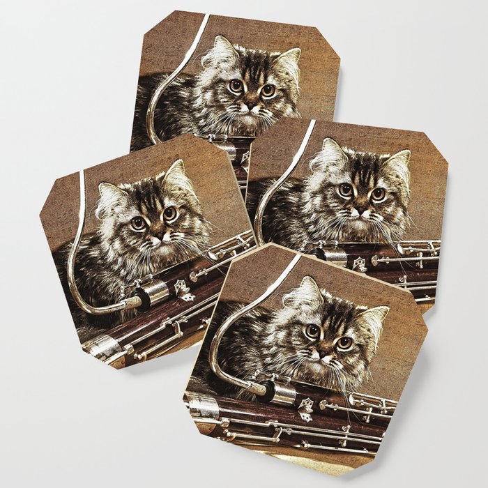 Music was my first love - cat and bassoon Coaster