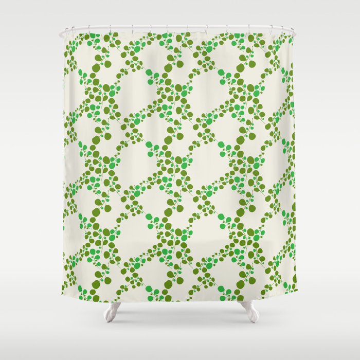 Retro leaves-olive Shower Curtain