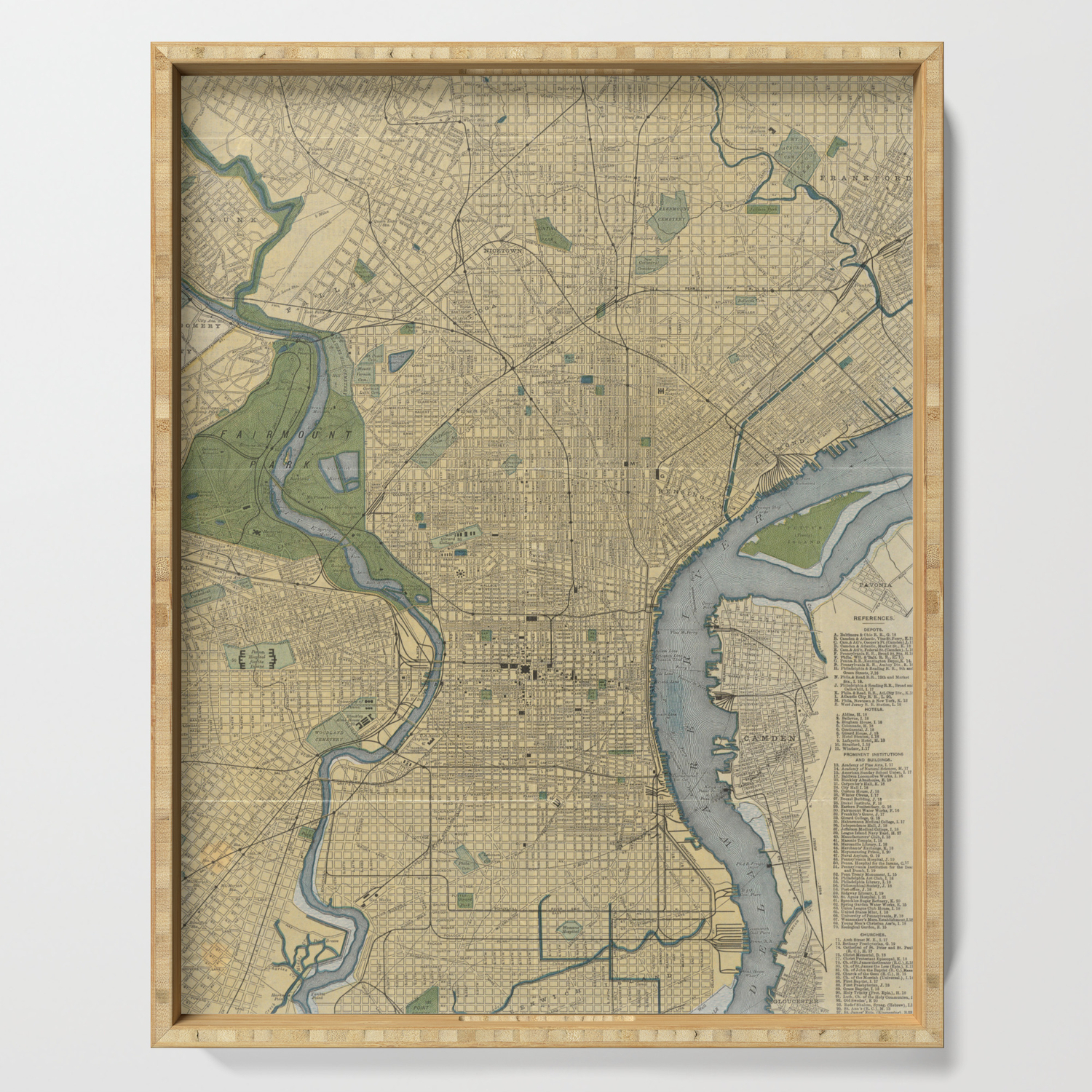Vintage Map Of Philadelphia Pa 1895 Serving Tray By Bravuramedia Society6
