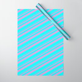 [ Thumbnail: Plum & Aqua Colored Stripes/Lines Pattern Wrapping Paper ]