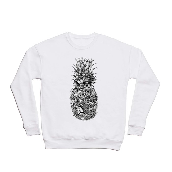 Pineapple Zentangle Black and White Pen Drawing Crewneck Sweatshirt