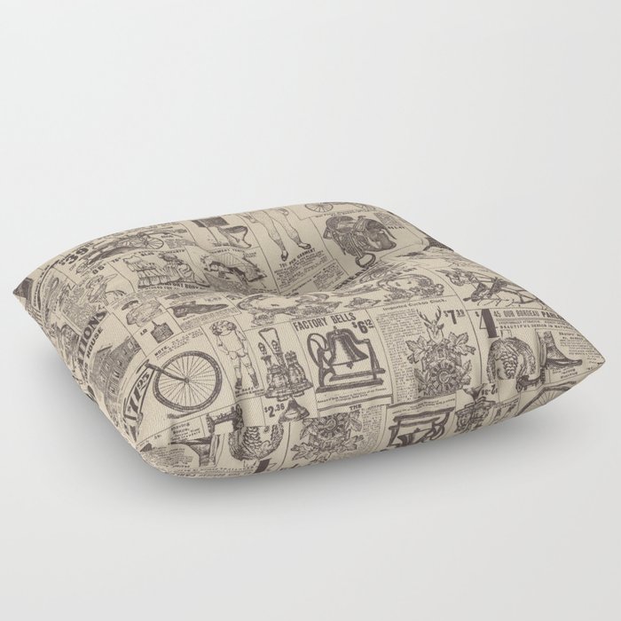 vintage newspaper Floor Pillow