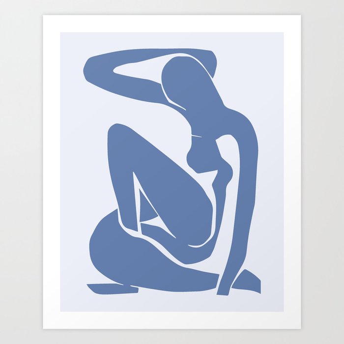 Light Blue Matisse Nude, Blue Matisse Woman Art Print