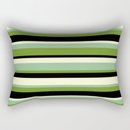 [ Thumbnail: Dark Sea Green, Green, Black & Light Yellow Colored Striped/Lined Pattern Rectangular Pillow ]
