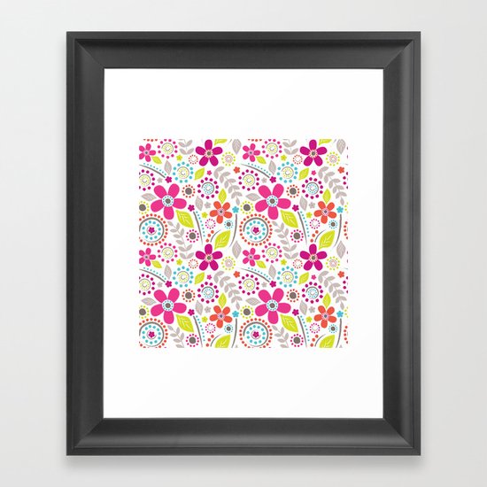 Inky Floral Framed Art Print